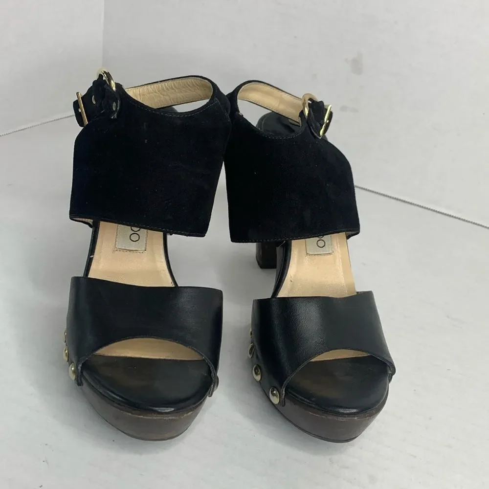 Jimmy Choo black suede leather studded clog heels - Picture 2 of 10